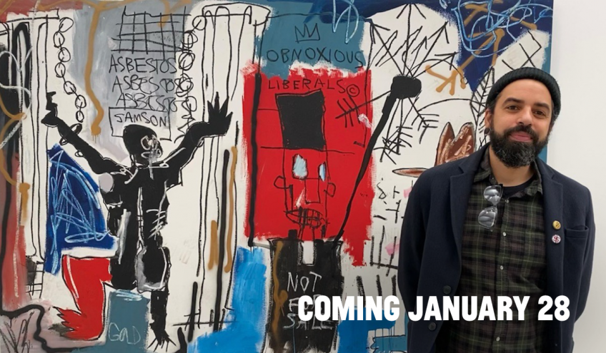 詹姆斯·勺子在Jean-Michel Basquiat的讨厌自由主义者面前