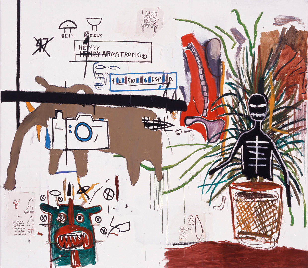 Jean - Michel Basquiat - Wicker, 1984，丙烯酸，油彩和帆布上的施乐拼贴画