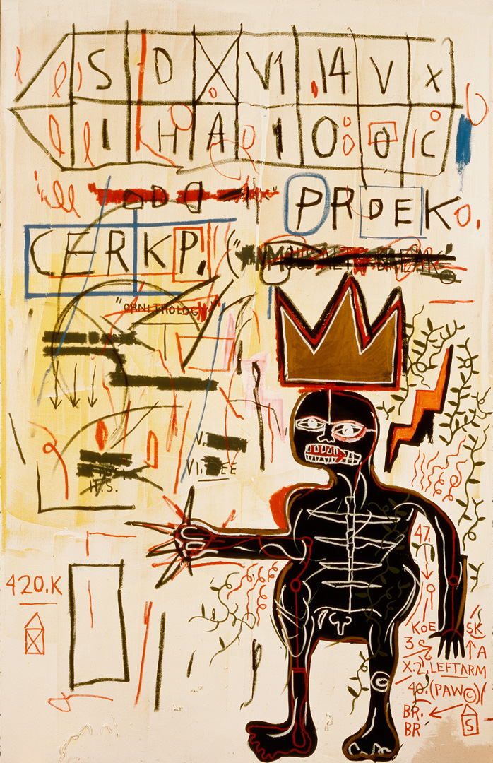 Jean - Michel Basquiat - With Strings Two, 1983，丙烯颜料和帆布上的油条