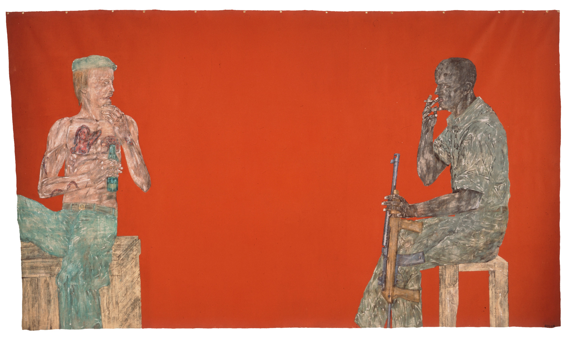 Leon Golub - Mercenaries III, 1980, acrylic on linen