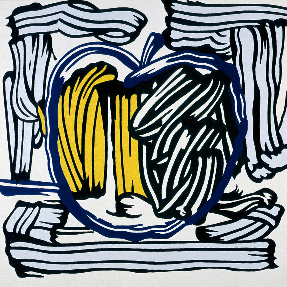 罗伊·利希滕斯坦（Roy Lichtenstein）-青黄苹果（Green and Yellow Apple），1981年，《画布上的麦格纳》（Magna on canvas）