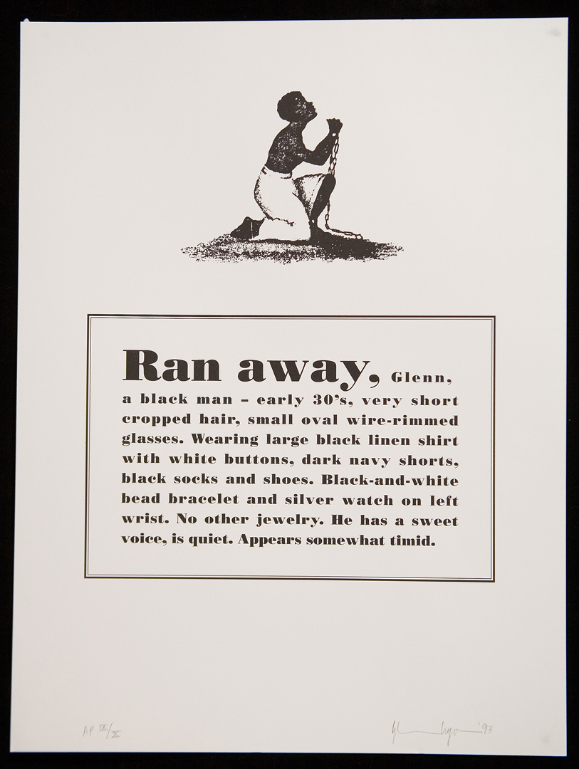 Glenn Ligon - Runaways, 1993, suite of ten lithographs