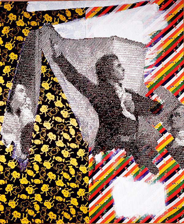 Sigmar Polke  -  Homme Chantant La Marseillaise，1989年，织物混合媒体