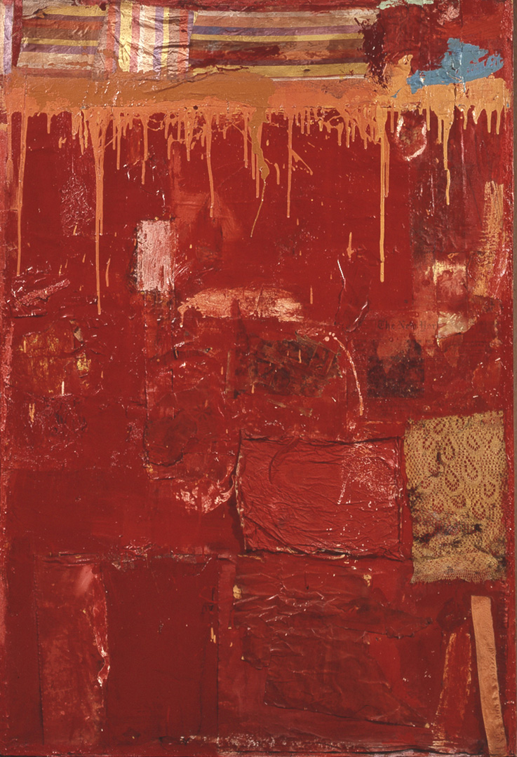 Robert Rauschenberg  -  Untitled，1954年，油，织物和帆布上的报纸