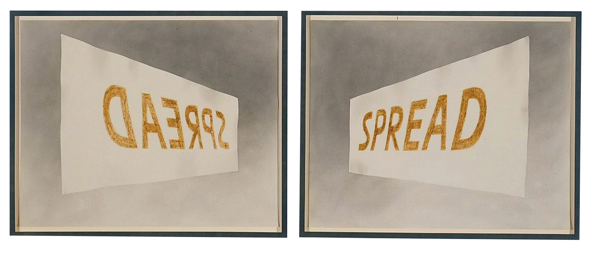 Ed Ruscha - Double Spread, 1973, gunpowder and tobacco on paper