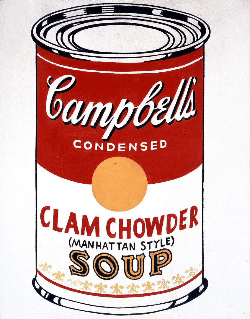 Andy Warhol - Campbell's Soup Can (Clam Chowder - Manhattan Style) [Ferus Type], 1962, casein and pencil on linen