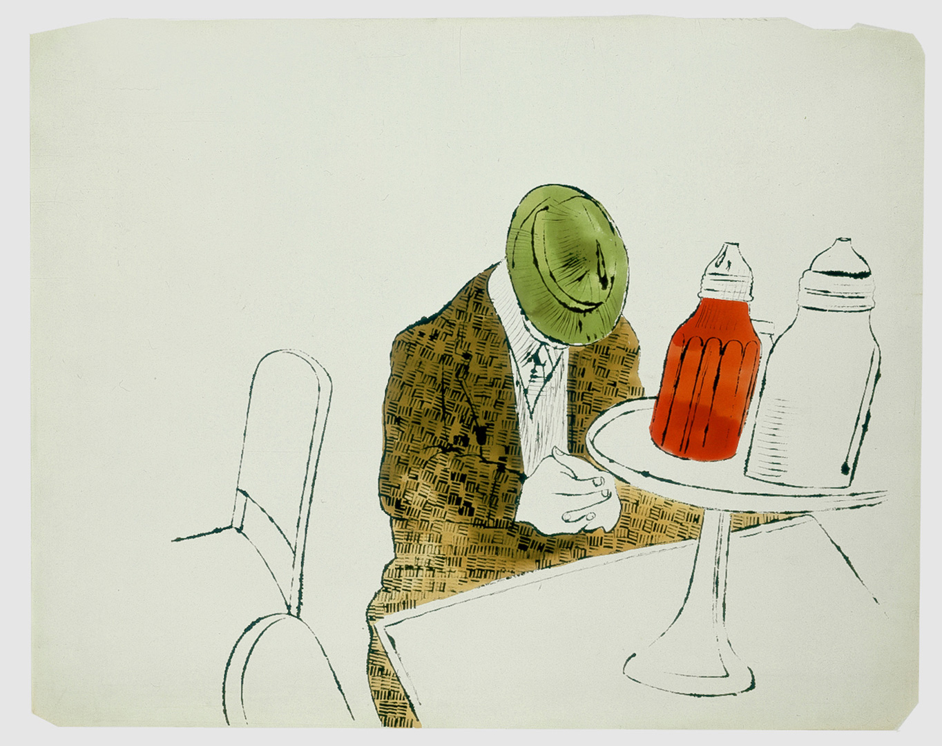 安迪·沃霍尔,男Seated at Automat Counter, 1958, ink and watercolor on paper