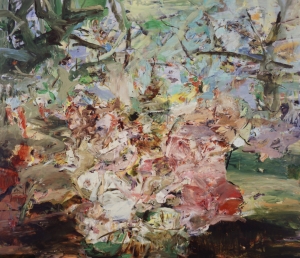 塞西莉·布朗《风景中的人物》，2002年，亚麻布上的油画