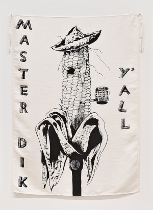 迈克·凯利-乡村表亲(来自“三色堇金属/苜蓿蹄”系列)，1989，丝网印刷在丝绸上