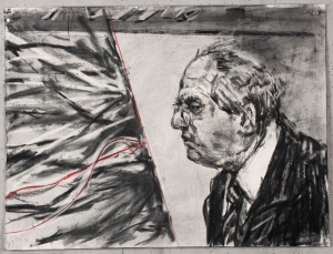 威廉·肯特里奇(William Kentridge)——《为其他面孔作画》(Drawing for Other faces)， 2011年，用木炭和彩色铅笔在纸上作画