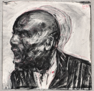 威廉·肯特里奇(William Kentridge)——《为其他面孔作画》(Drawing for Other faces)， 2011年，用木炭和彩色铅笔在纸上作画