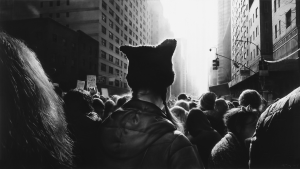Robert Longo - Untitled (Black Pussy Hat in Women's March)， 2017
