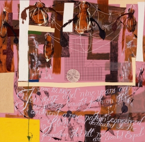 Lari Pittman - The Veneer of Order, 1985，面板上的油和丙烯酸