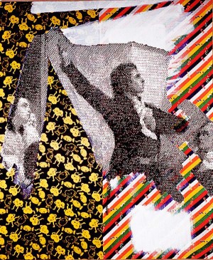 Sigmar Polke-Homme Chantant la Marseillaise，1989，织物上的混合介质