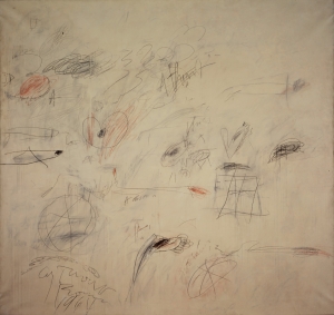 塞·托姆布雷——《Ilium》(十年后的一个早晨)[第一部分]，1964年，油画，铅笔和蜡笔在画布上